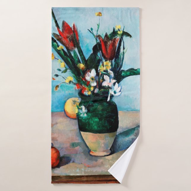 Die Vase von Tulips, Paul Cezanne Badehandtuch (Badehandtuch)