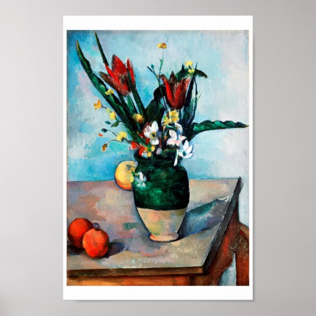 Die Vase von Tulips, Paul Cezanne Poster (Vorne)