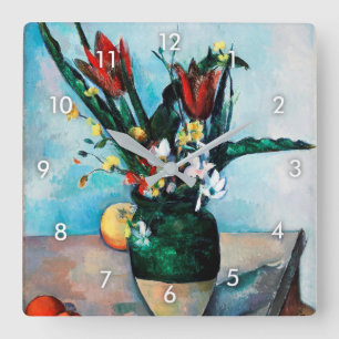 Die Vase von Tulips, Paul Cezanne Quadratische Wanduhr