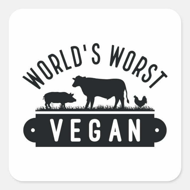 Die Vegansten der Welt Quadratischer Aufkleber (Vorderseite)