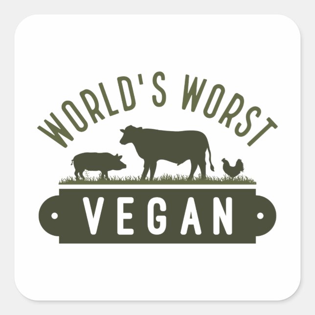 Die Vegansten der Welt Quadratischer Aufkleber (Vorderseite)