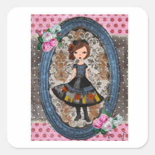 Die Veilchen-Papierpuppe: Eine Geschichte von Pfla Quadratischer Aufkleber