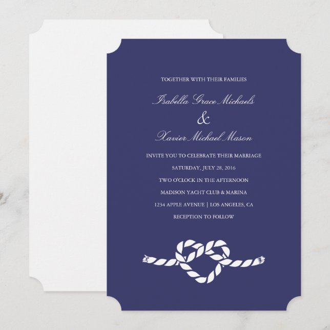 Die Verbindung von Knoten | Einladung zur Hochzeit (Vorne/Hinten)