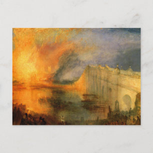 Die Verbrennung der Parlamentsgebäude durch Turner Postkarte