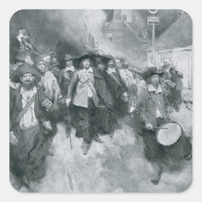 Die Verbrennung von Jamestown Quadratischer Aufkleber (Vorderseite)