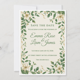 Die Verdant Garden Floral Save The Date Karte