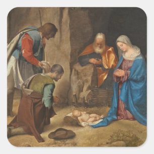 Die Verehrung der Hirten, 1505-10 Quadratischer Aufkleber