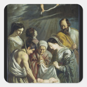Die Verehrung der Hirten, c.1630-32 Quadratischer Aufkleber