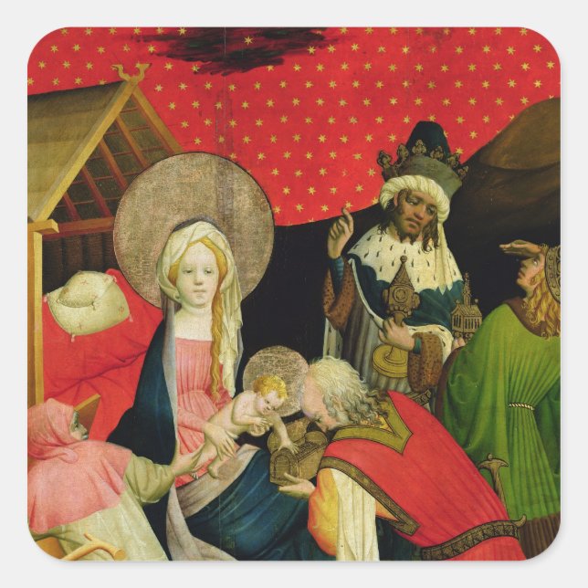 Die Verehrung der Magi 2 Quadratischer Aufkleber (Vorderseite)
