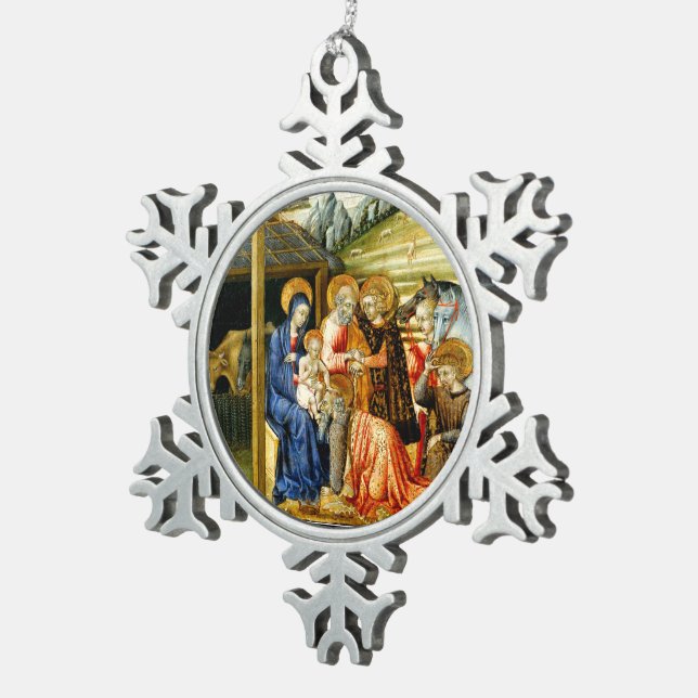 Die Verehrung der Magi durch Giovanni di Paolo Schneeflocken Zinn-Ornament (Rechts)