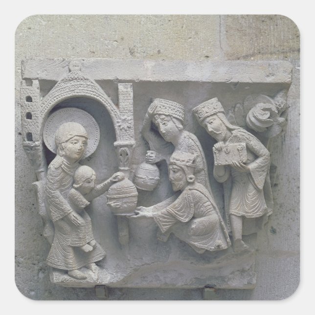 Die Verehrung der Magi Quadratischer Aufkleber (Vorderseite)