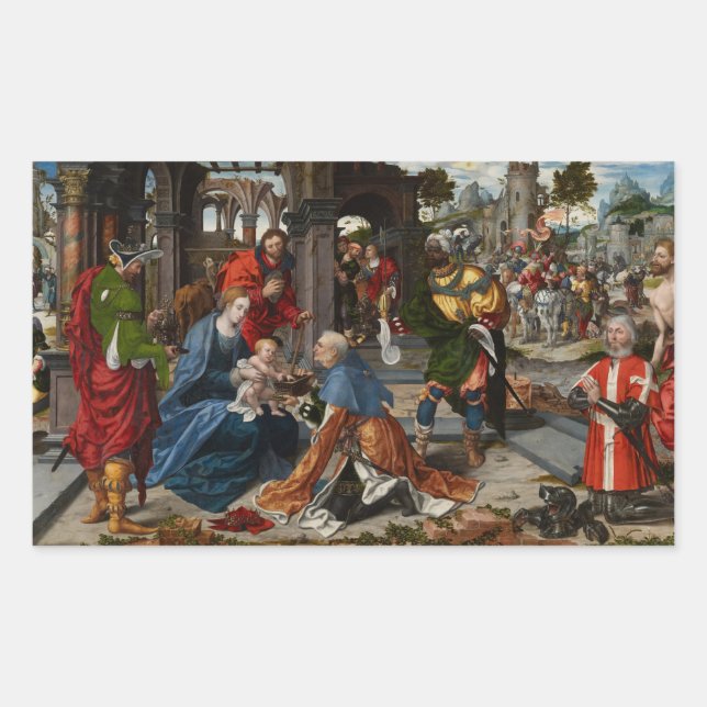 Die Verehrung der Magi Rechteckiger Aufkleber (Vorderseite)