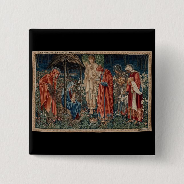 Die Verehrung der Magi (von Edward Burne-Jones) Button (Vorderseite)