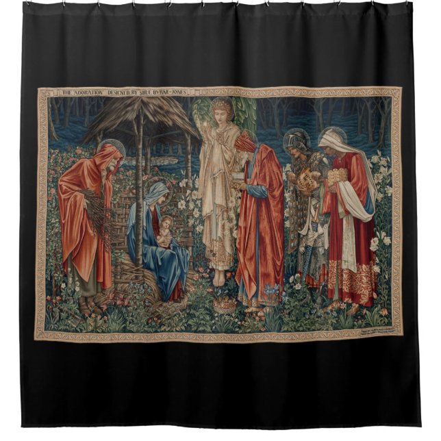 Die Verehrung der Magi (von Edward Burne-Jones) Duschvorhang (Vorderseite)
