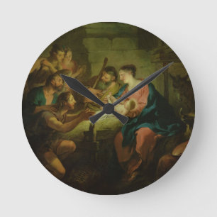 Die Verehrung der Schäfer, 1725 (Öl auf canva Runde Wanduhr