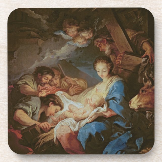 Die Verehrung der Schäfer (Öl auf Leinwand) 2 Untersetzer (Vorderseite)