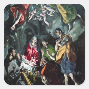 Die Verehrung der Schäfer Quadratischer Aufkleber