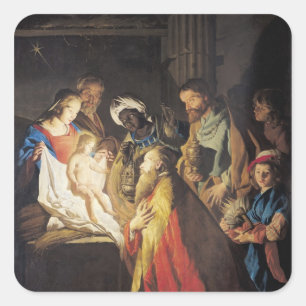 Die Verehrung der Weisen 2 Quadratischer Aufkleber