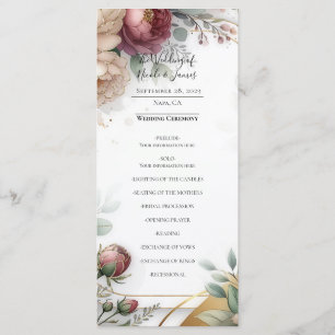 Die vergoldete geheime Garten-Blumen-Hochzeit Glam Menükarte