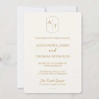 Die Vergoldete: Gold & Elfenbein Hochzeitseinladun Einladung