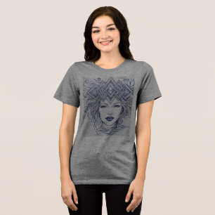 Die vergoldete Krone: Blue Ink Line Art Edition Tri-Blend Shirt