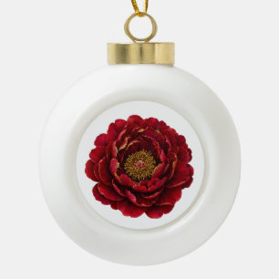 Die vergoldete Rubinpäonie Luxus-Rot & Gold Bota Keramik Kugel-Ornament
