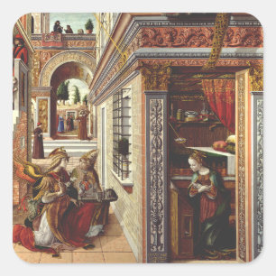 Die Verkündigung Carlo Crivelli Renaissance-Kunst Quadratischer Aufkleber