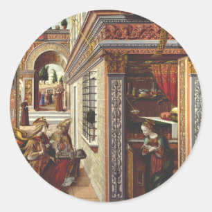 Die Verkündigung mit dem heiligen Emidius Runder Aufkleber