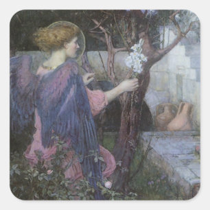 Die Verkündigung von John William Waterhouse Quadratischer Aufkleber