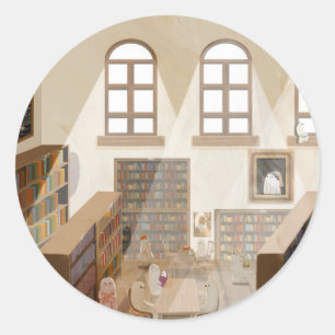 Die verlassene Bibliothek Runder Aufkleber