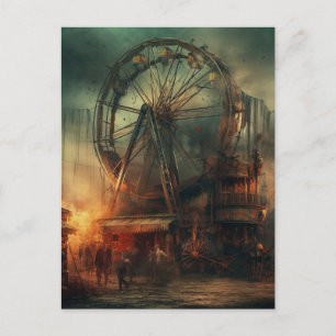 Die verlassene verlassene Zirkus-Kirmes-Dystopie Postkarte