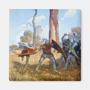 Die Verlegung von Sir Lamorak, c. 1922 von N.C. Wy Magnet