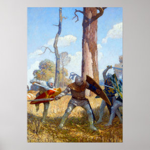 Die Verlegung von Sir Lamorak, c. 1922 von N.C. Wy Poster