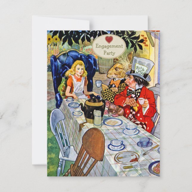 Die Verlobungs-Party des wütenden Hutmachers Einladung (Vorderseite)