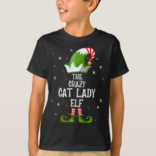 Die verrückte Cat Lady Elf Familie passt Weihnacht T-Shirt