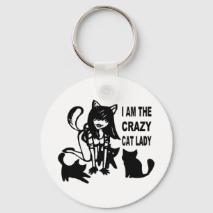 Die verrückte Katzen-Dame KeyChain Schlüsselanhänger