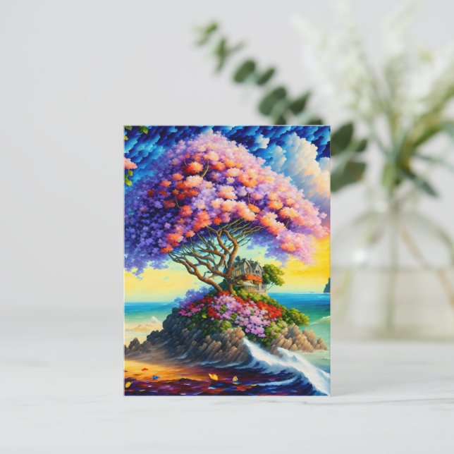 Die versteckte Insel im Ozean Postkarte (Stehend Vorderseite)