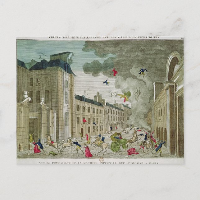 Die versuchte Ermordung Napoleons Bonapartes Postkarte (Vorderseite)