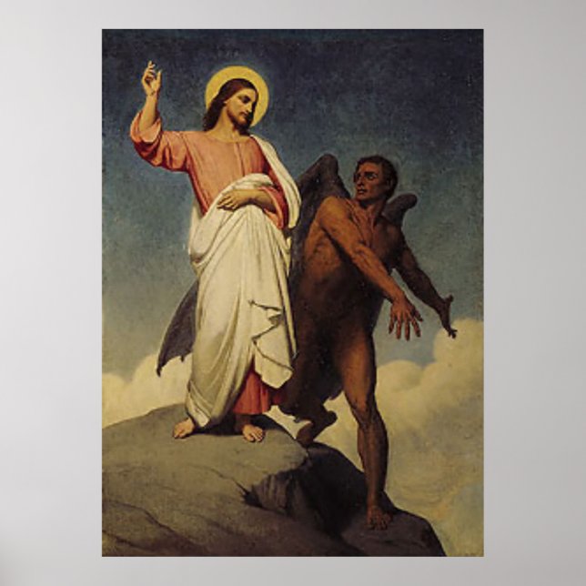 Die Versuchung Christi durch Ary Scheffer (1854) Poster (Vorne)