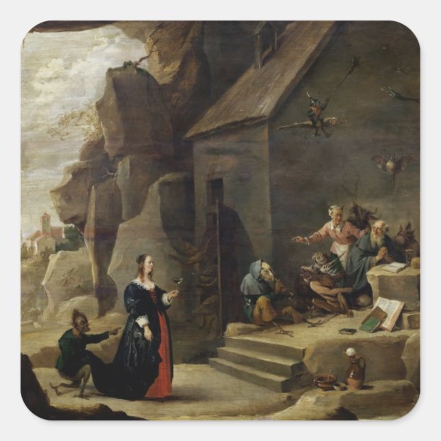 Die Versuchung des Hl. Anthony 2 Quadratischer Aufkleber (Vorderseite)