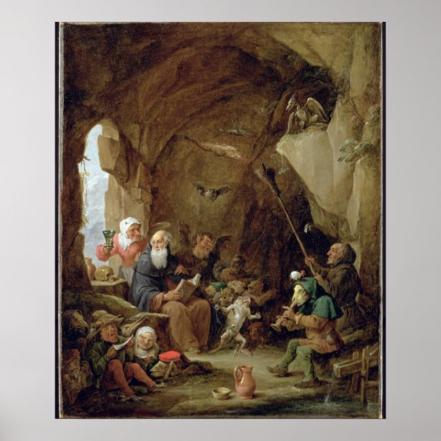 Die Versuchung des Hl. Anthony in einer Felshöhle Poster (Vorne)