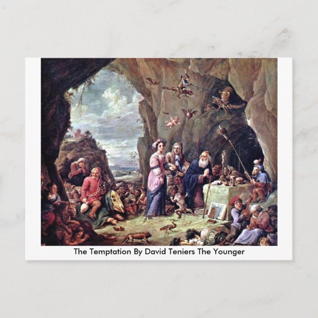 Die Versuchung von David Teniers der Jüngeren Postkarte (Vorderseite)