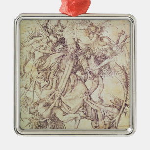Die Versuchung von St Anthony (Stich) Silbernes Ornament
