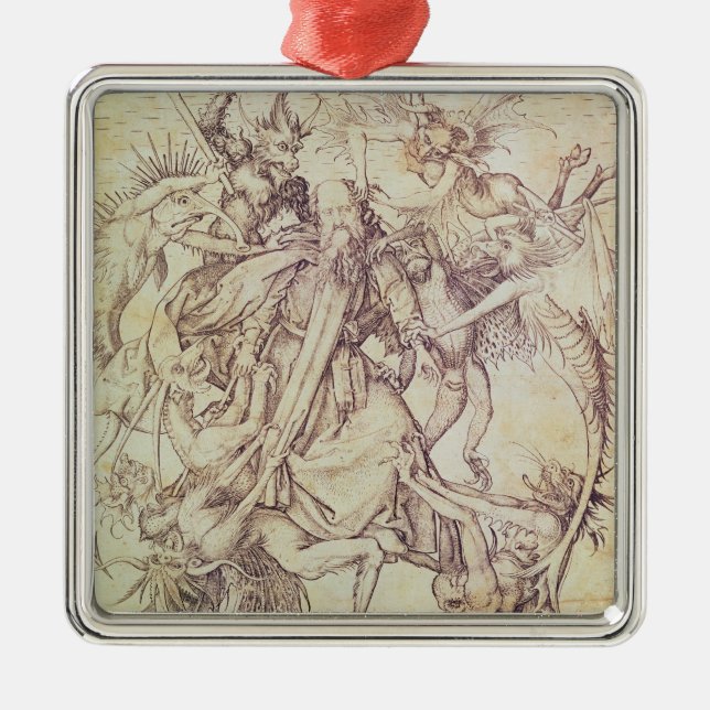 Die Versuchung von St Anthony (Stich) Silbernes Ornament (Vorne)