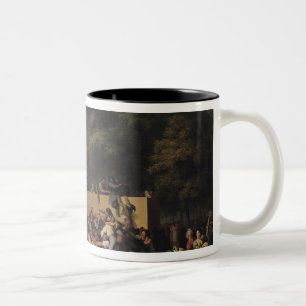 Die Verteilung der Nahrung und des Weins Zweifarbige Tasse