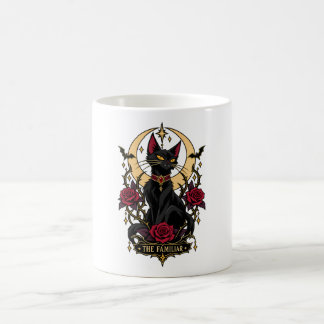 Die vertraute gotische schwarze Katze Halbmond Kaffeetasse