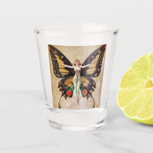 Die Verwandlung des Flapper-Mädchens zum Schmetter Schnapsglas