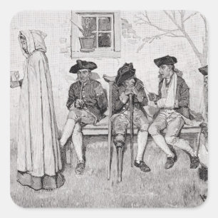 Die verwundeten Soldaten saßen an der Mauer. Quadratischer Aufkleber