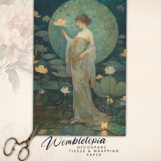 Die verzauberte Dame im magischen Lotus-Garten Seidenpapier (Von Creator hochgeladen)