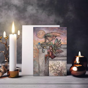 Die verzauberte Fee und Drachen Kunst Karte